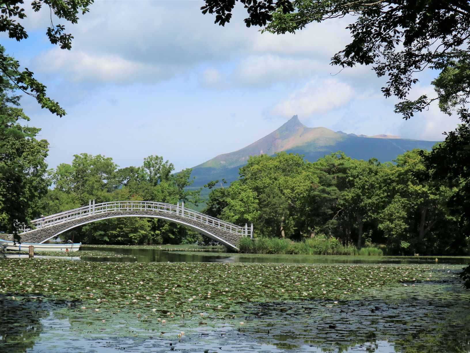 大沼国定公園（湖月橋と駒ケ岳）